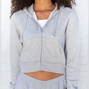 Brandy Melville Light Gray Crystal Hoodie
